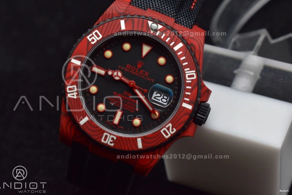 Submariner on Dial Carbon Red 473 1:1 Best VS VSF Black Edition Black DIW Strap Nylon EyeCatching 0720